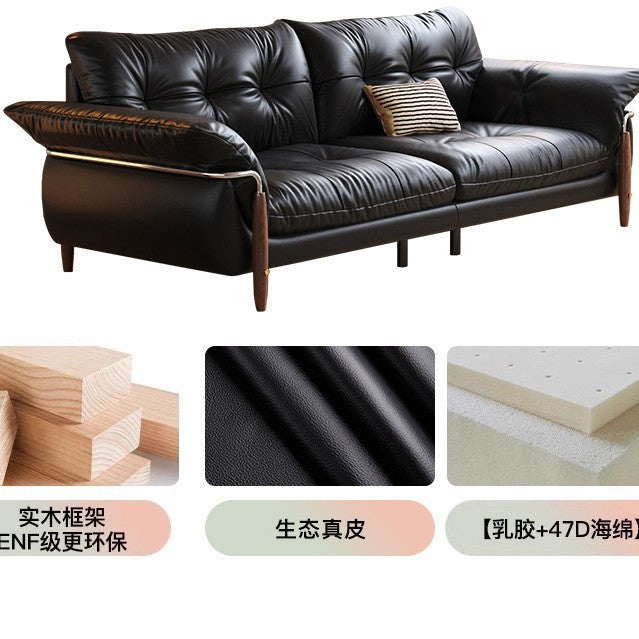 Oil wax leather sofa living room for homecasualchinoiserie italian normcore small apartment straight row sofa first layer cowhide cream