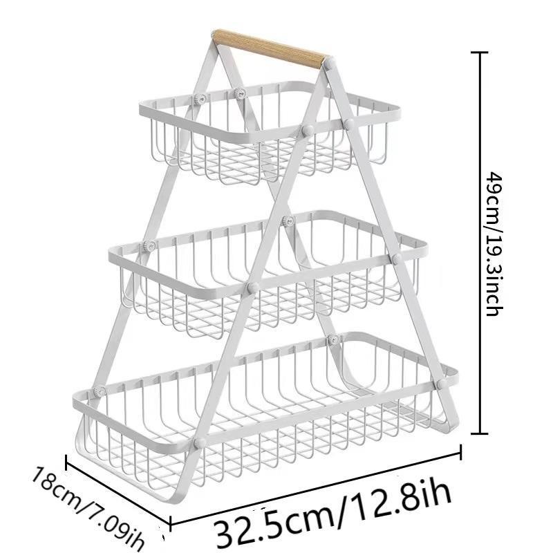 Cross-border double-layer wrought iron fruit and vegetable basket household kitchen fruit storage shelf modern living room desktop fruit basket metal