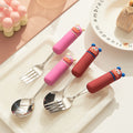 Cute cartoon fork and spoon set - high-value 304 stainless steel tableware for home use - kids' dessert forks with a fun, wide-mouth design