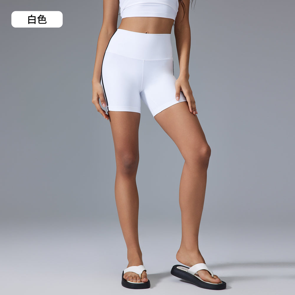 Outdoor fitness cycling shorts high waist hip lifting yoga pants tight stretch three-point sports shorts women's summer d25153