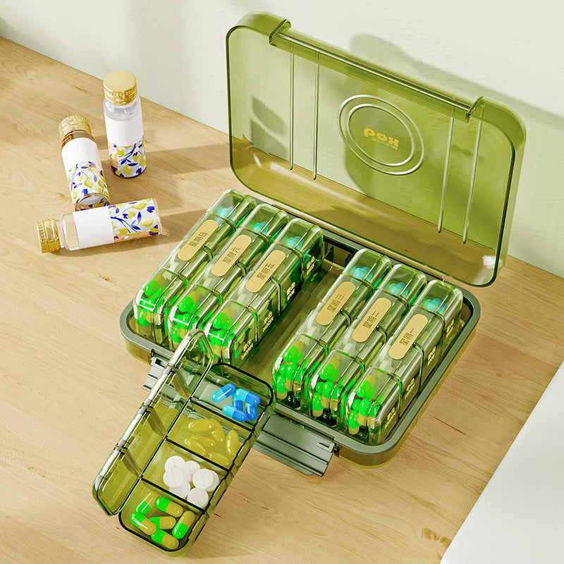 Portable medicine box upgrade, seven days a week tablet storage box, small square box, divided into compartments, mini medicine box dispenser