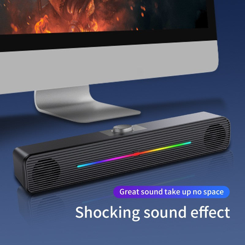 Rgb computer speakers gaming laptop desktop usb multimedia small speakers long strip illuminated subwoofer