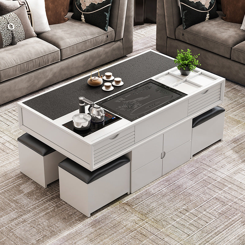 Multifunctional living room marble coffee table tea table all-in-one modern casualaccessible luxury balcony coffee table office kung fu tea table