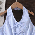 girls' big kids' outfit:  summer new european and american casual striped fashion halter top and pants two-piece set