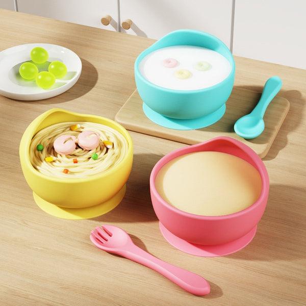 Infants and young children's full silicone snail bowl Children's tableware Supplementary food bowl Eating suction cup bowl, feeding tableware