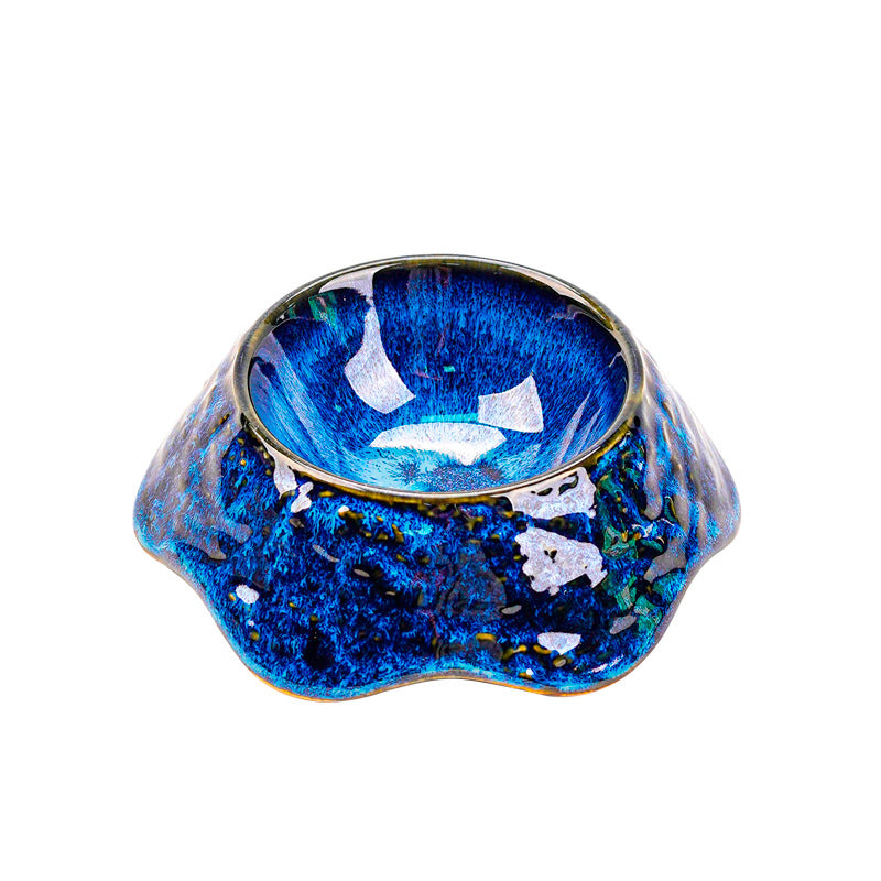 Creative kiln-turned-blue ceramic tableware ceramic bowl restaurant hotel dessert bowl salad bowl good-looking rice bowl