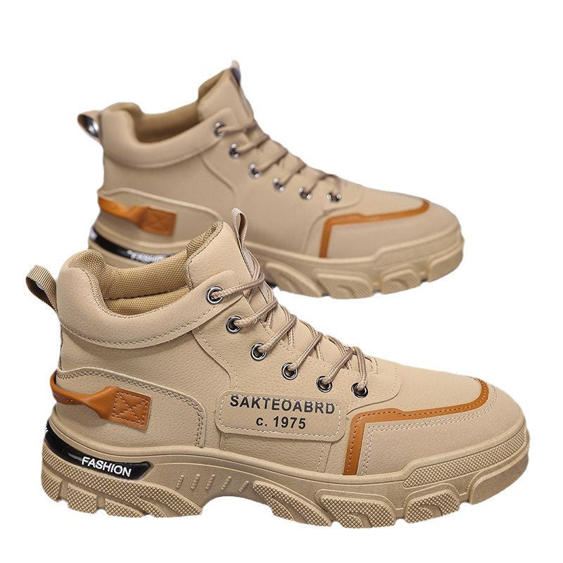Men's 2025 new winter work boots: waterproof, slip-resistant, wear-resistant, athletic, casual, workwear, and trendy martin boots for construction sites