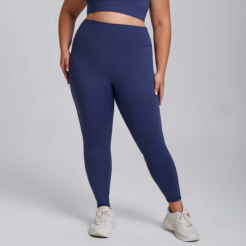 plus size high elastic yoga fitness wear women's brushed nude yoga wear suit running bubble wrap sportswear