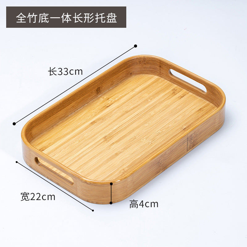 Accessible luxury retro nanzhu tea tray tray bamboo commercial rectangular tea tray pastry handle bbq serving plate