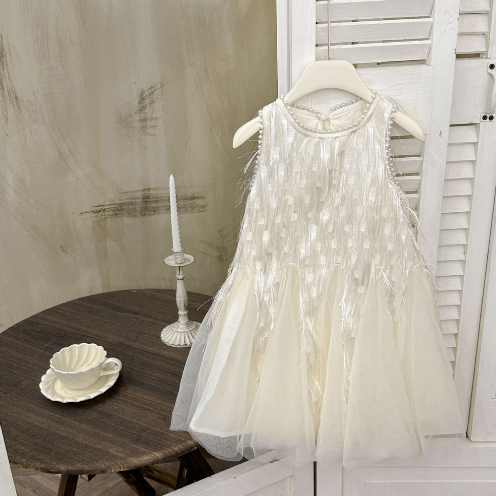 Girls' tassel tank dress - new summer  collection - kids' formal dress - summer outfit - girls' mesh princess dress - stylish & chic