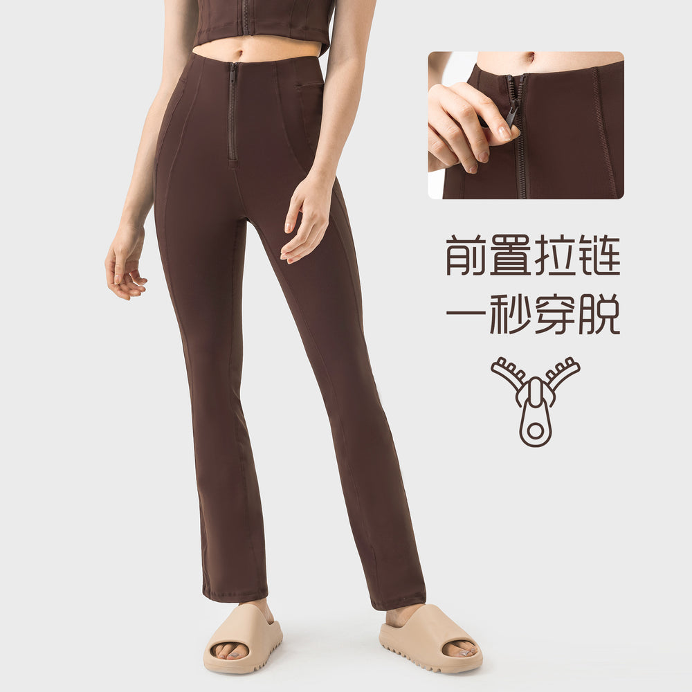 Millennial new zipper tummy control butt lift slimming flare leggings - versatile casual sports running yoga pants for women dss094
