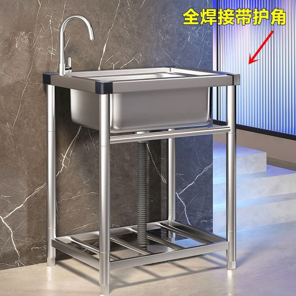 Commercial kitchen vegetable basin stainless steel sink with bracket integrated dishwasher household sink wash basin large single slot