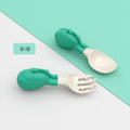 Baby ppsu spoon and fork set - silicone short handle training spoons and forks for infant feeding - silicone fork and spoon set for baby food and weaning