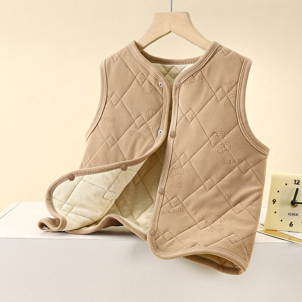 New winter quilted silk fleece vest set - thickened, wearable as outerwear or inner layer, perfect for school uniforms, warm and cozy for boys and girls