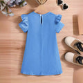 summer cute girls' dress -  wholesale - blue cartoon cat pattern flutter sleeve girl's dress