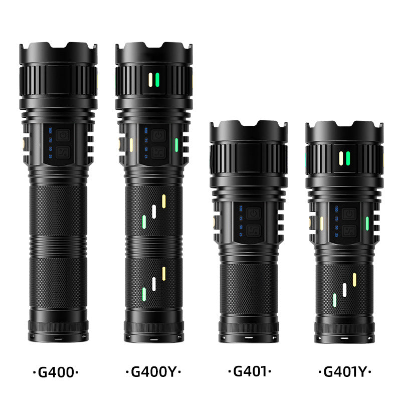 4-color lens strong light flashlight long battery life white laser flashlight multi-function light zoom high power strong light