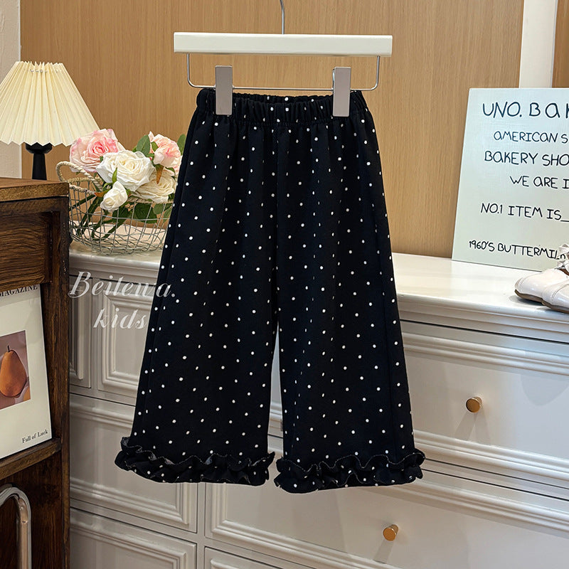Pre-order: girls' fleece-lined, extra-thick, trendy autumn/winter pants for girls ages 6-12. casual, korean-style, stylish children's clothing
