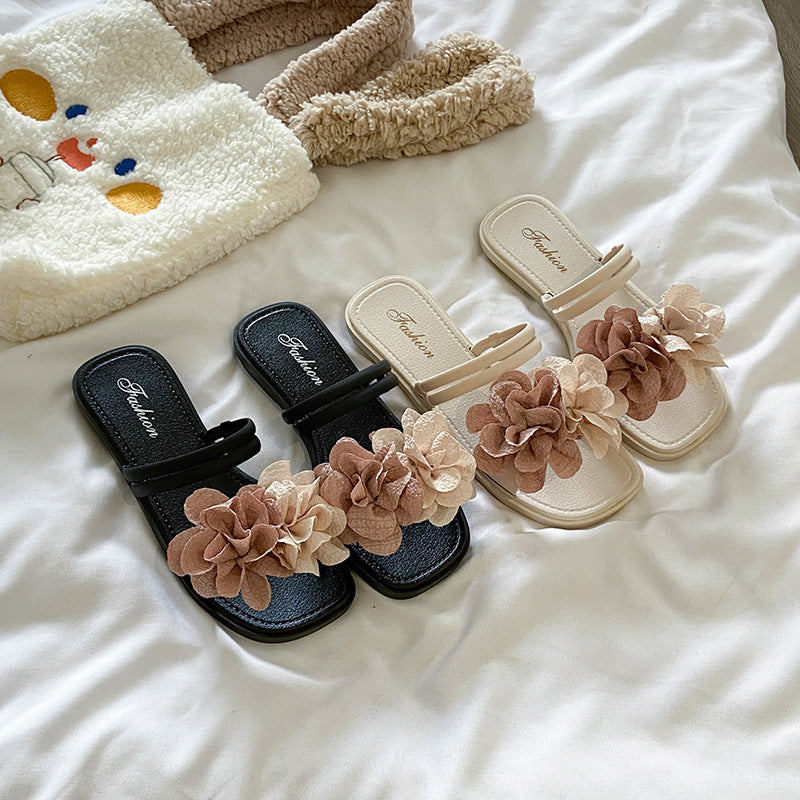 Color block retro floral fairy style women's sandals - summer new comfortable thong sandals for vacation