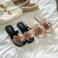 Color block retro floral fairy style women's sandals - summer new comfortable thong sandals for vacation