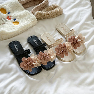 Color block retro floral fairy style women's sandals - summer new comfortable thong sandals for vacation