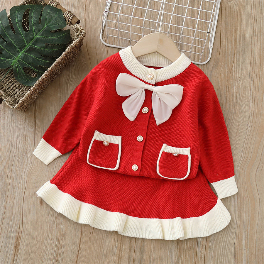 Girls' sweater cardigan set - new autumn  collection - chanel-inspired two-piece outfit for little girls
