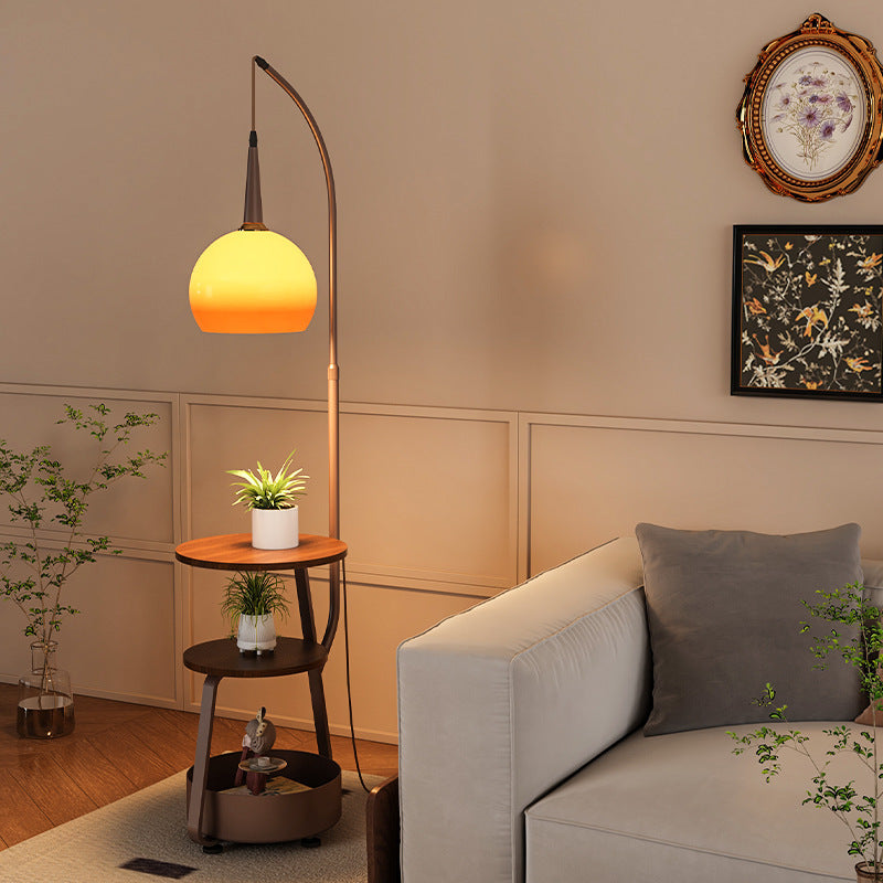 2025 new arrival: all-in-one storage floor lamp - grapefruit style - perfect for living room, sofa side, ambient lighting, coffee table, and fishing lamps