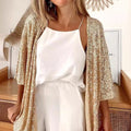 Independent station direct sales cross-border fashion 2025 autumn new women's sequined plus size loosetops color outwear