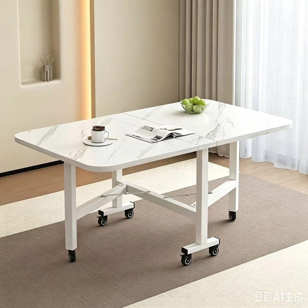 Foldable dining table, thickened rectangular desk, small apartment-friendly, no assembly required, portable, multi-functional, dual-purpose, easy-to-assemble table