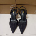 Za summer new 2024 high heel women's shoes - french pointed toe rhinestone embellished fashion back strap open heel stiletto pumps