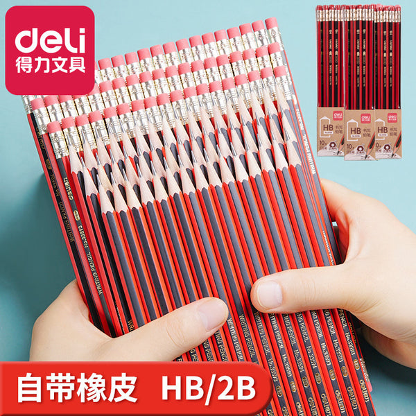 Deli Stationery 33158HB Children's Writing Pencil Hexagonal Pen Holder with Eraser Test 2B Pencil Wholesale