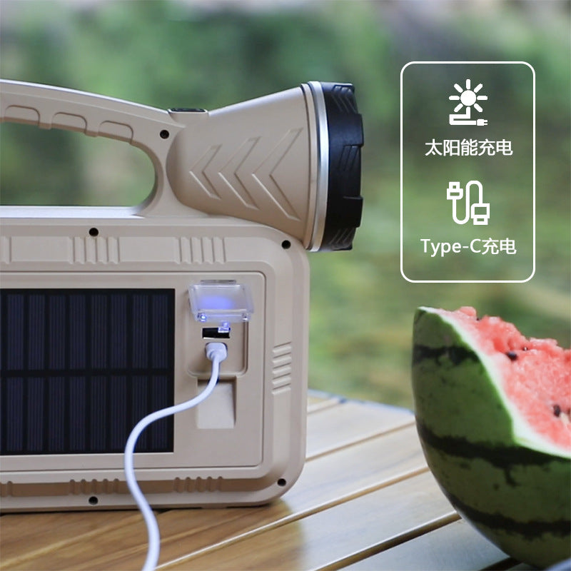Cross-border new solar flame light USB charging portable strong light flashlight multi-function LED charging mobile phone camping light