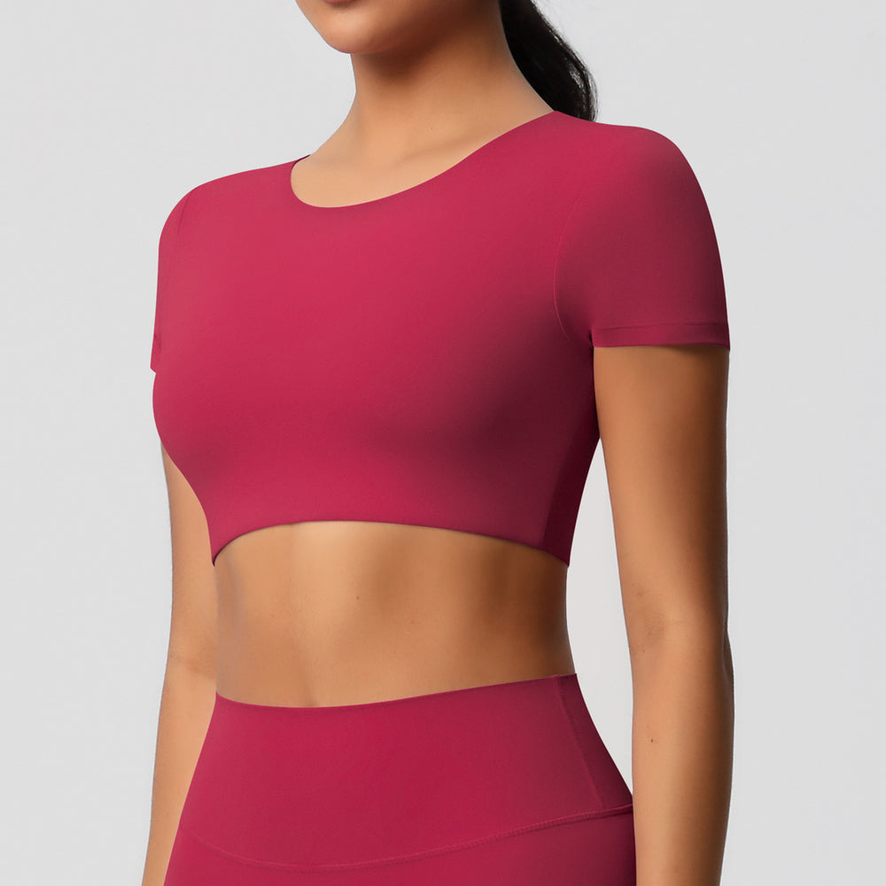 Ready-to-ship cross-border double-sided brushed, form-fitting, breathable solid color training yoga set, eight-piece athletic running fitness outfit for women