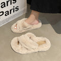 Influencer-approved chunky platform fuzzy slippers - women's new autumn/winter outdoor & indoor plush cotton slippers