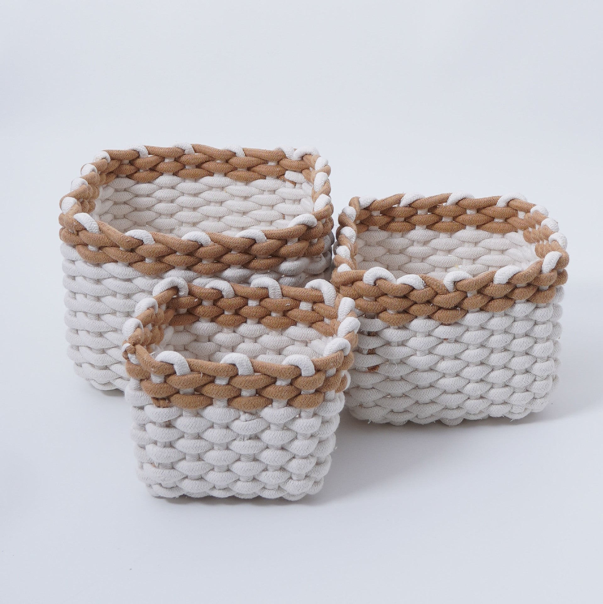 Desktop cotton rope woven storage basket large basket home finishing cosmetics mask remote control sundries snack box