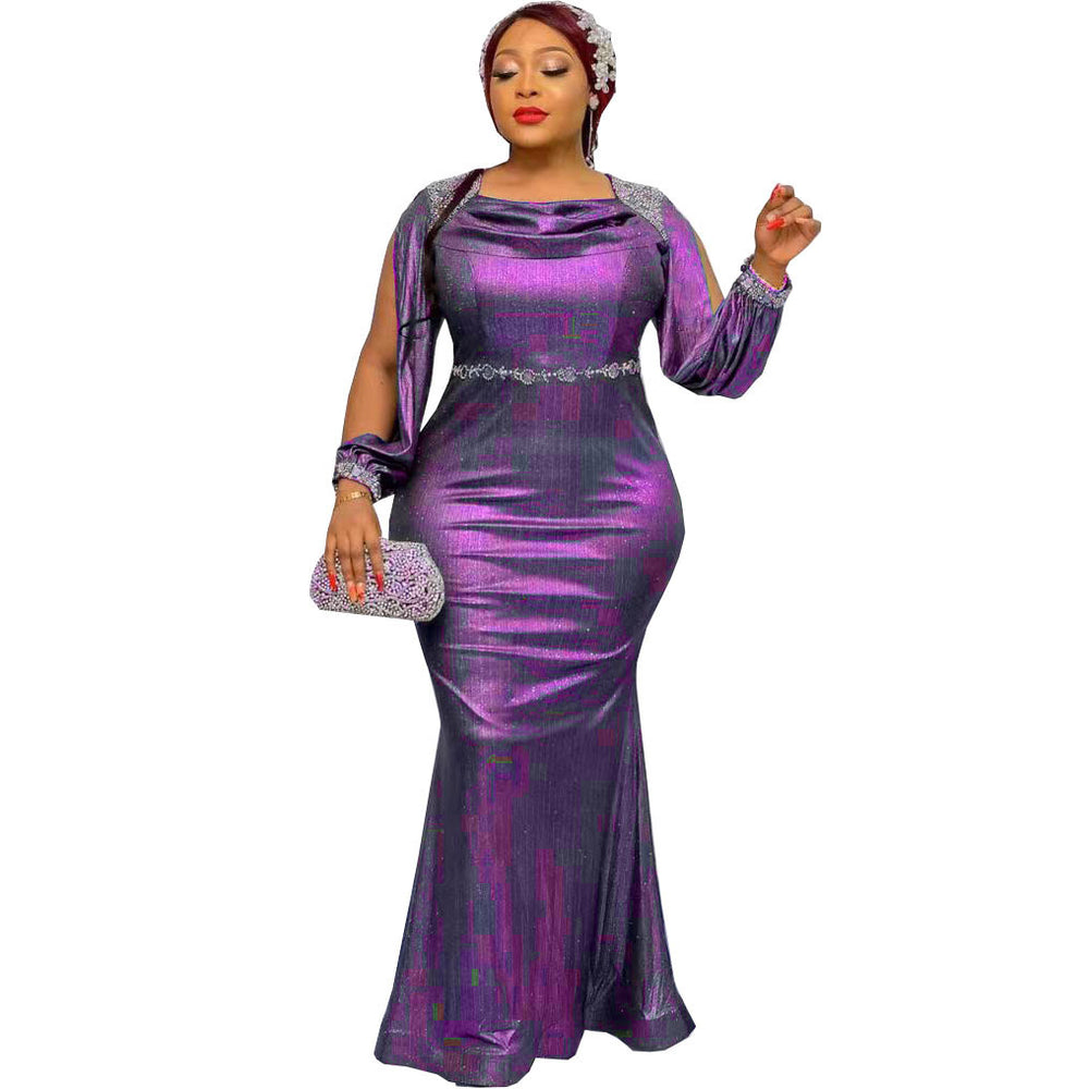 supply elegancepure color hot diamond long sleevesdress party birthday banquet silm evening dress women's big sale