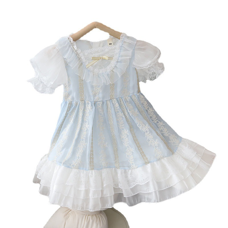 Girls' summer princess dress  new korean style little girl's dress children's sweet tulle skirt gown