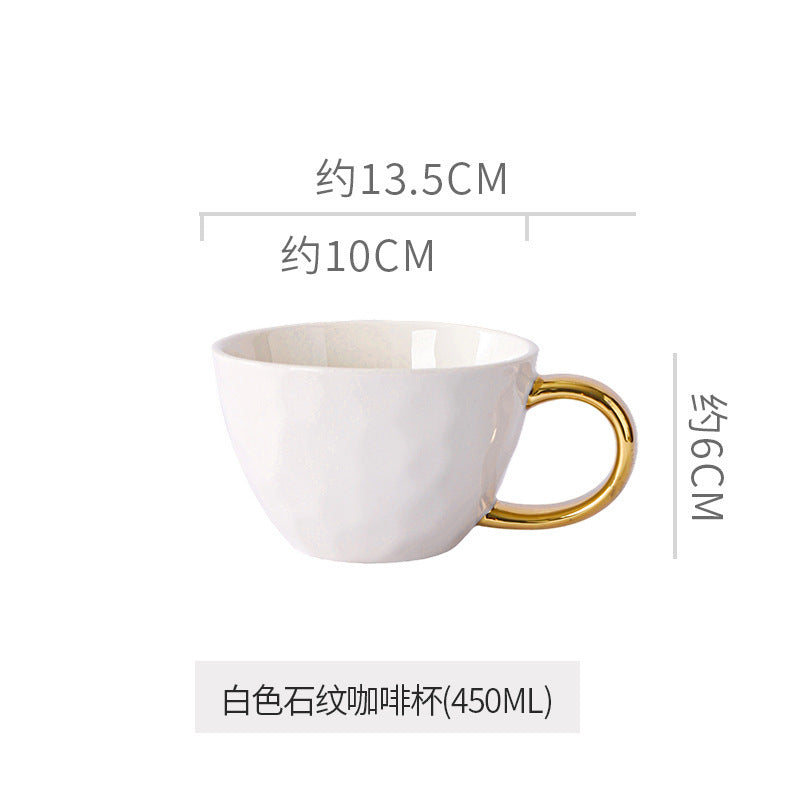 Retro special-shaped ceramic western food steak plate electroplated gold accessible luxury style western food salad bowl mug high-looking plate
