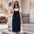 Fashion cross-border export  new arrivalretro wide shoulder strap front flap pocket pants side washed denim workwear suspender skirt