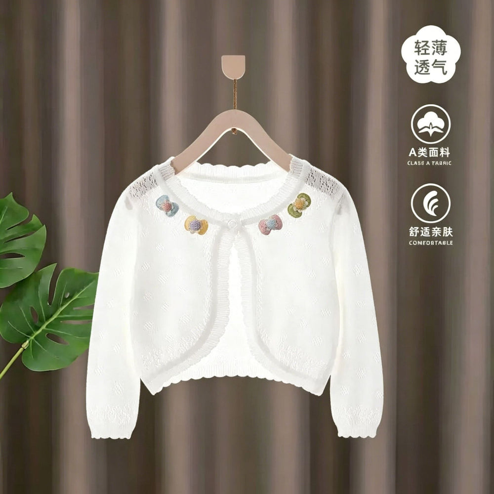 Baby summer lightweight cardigan knit cotton outerwear shawl sun protection skin care infant girl air conditioning shirt