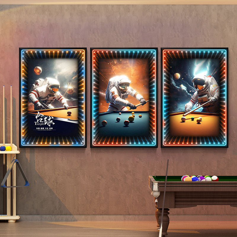 Black eight ball astronaut billiard hall wall decoration painting luminous billiard room hanging painting chess and card club atmosphere light painting
