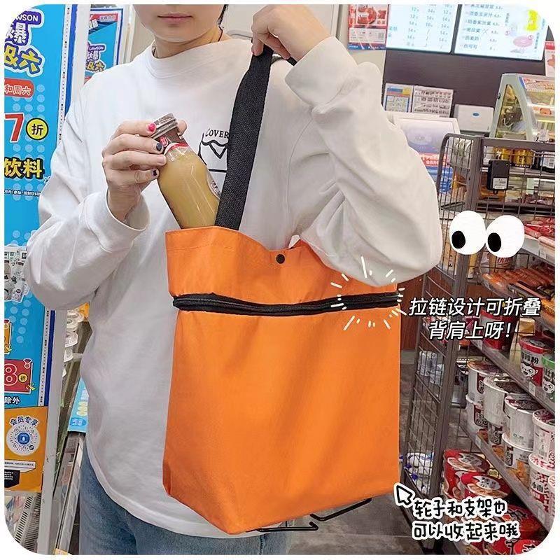 Shopping trolley Internet celebrity trolley folding portable wheels tote bag waterproof supermarket shopping trolley