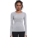 New women's quick-dry long sleeve activewear top - seamless, breathable, one-piece design for running, fitness, and yoga - perfect for cross-border e-commerce in europe and the us