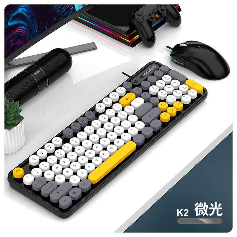 Viper k2 wired usb keyboard and mouse combo - retro punk style for women's desktop, laptop, and office use