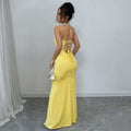 European and american cross-border new  dress: strapless, backless, tie-up maxi dress - sexy, socialite, fashionable, and slim-fit