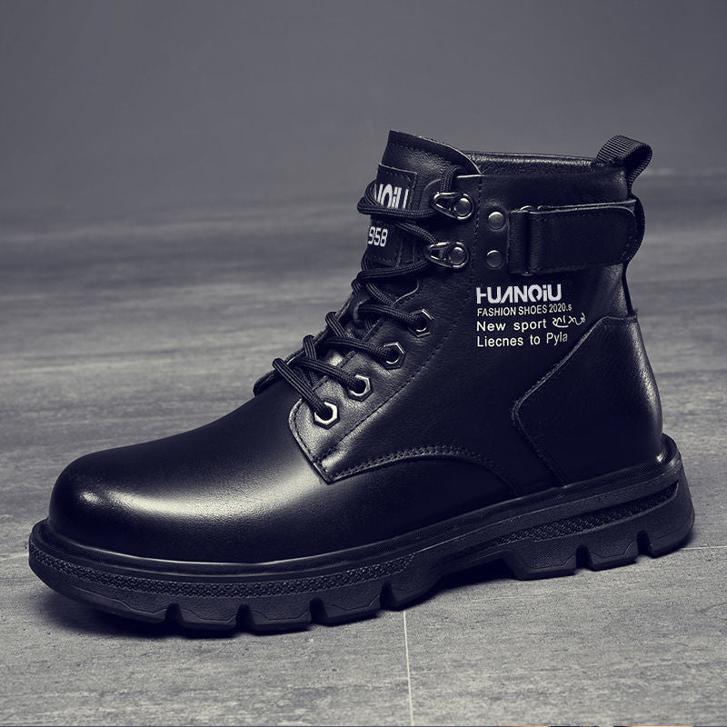Spring/summer new men's leather shoes - versatile korean style, british fashion, trendy men's shoes, business martin boots, lace-up casual shoes