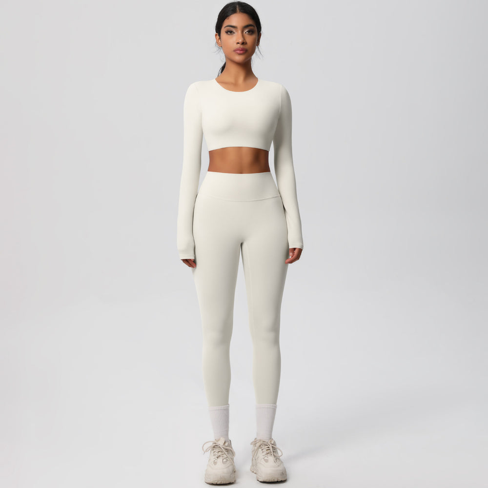 European and american nude feel brushed solid color yoga outfit set - quick-dry, breathable, 8-piece running & fitness activewear set for women