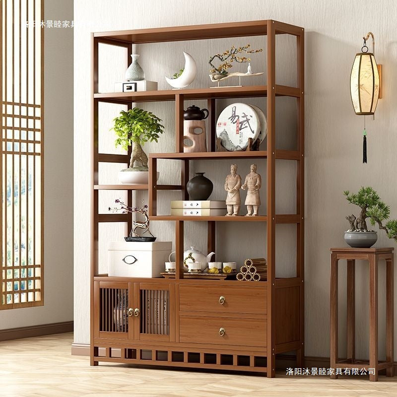 New chinoiserie bogu rack tea rack storage rack tea set rack tea display cabinet non-solid wood tea room ornaments duobao pavilion