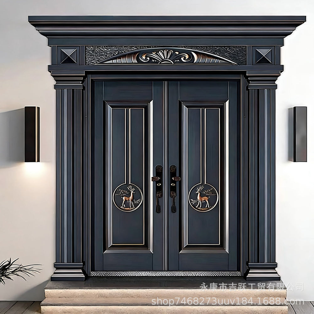 Zinc alloy villa door double door courtyard door entrance double door rural self-built house security door for home entrance door