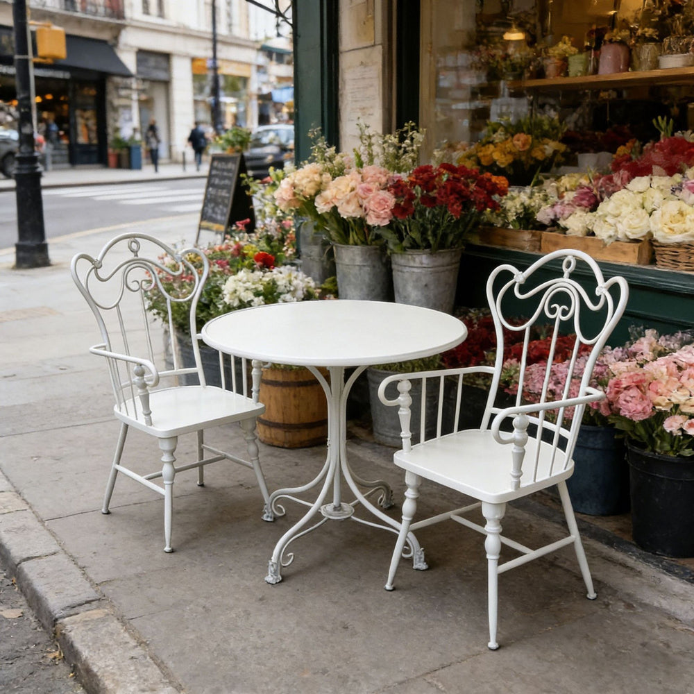 Balcony & patio european minimalist iron coffee table and chair set - stylish, durable, and perfect for afternoon tea
