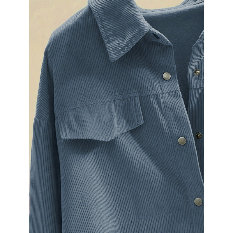 Full real shot shein independent station 1688  hot selling casual corduroy shirtoutwear